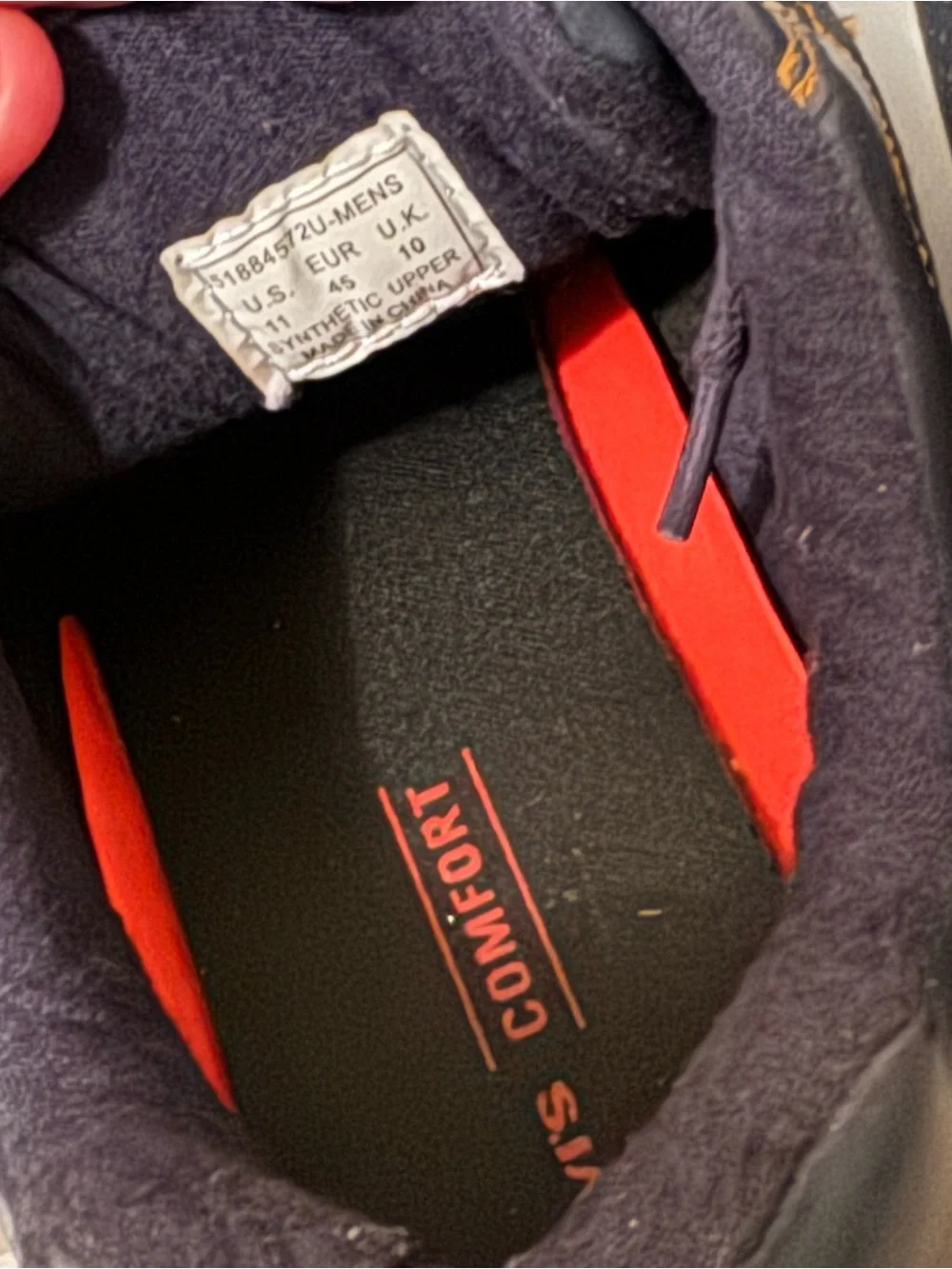 Levi's Men's Navy Sneakers with Brown Stitching and Red Tag